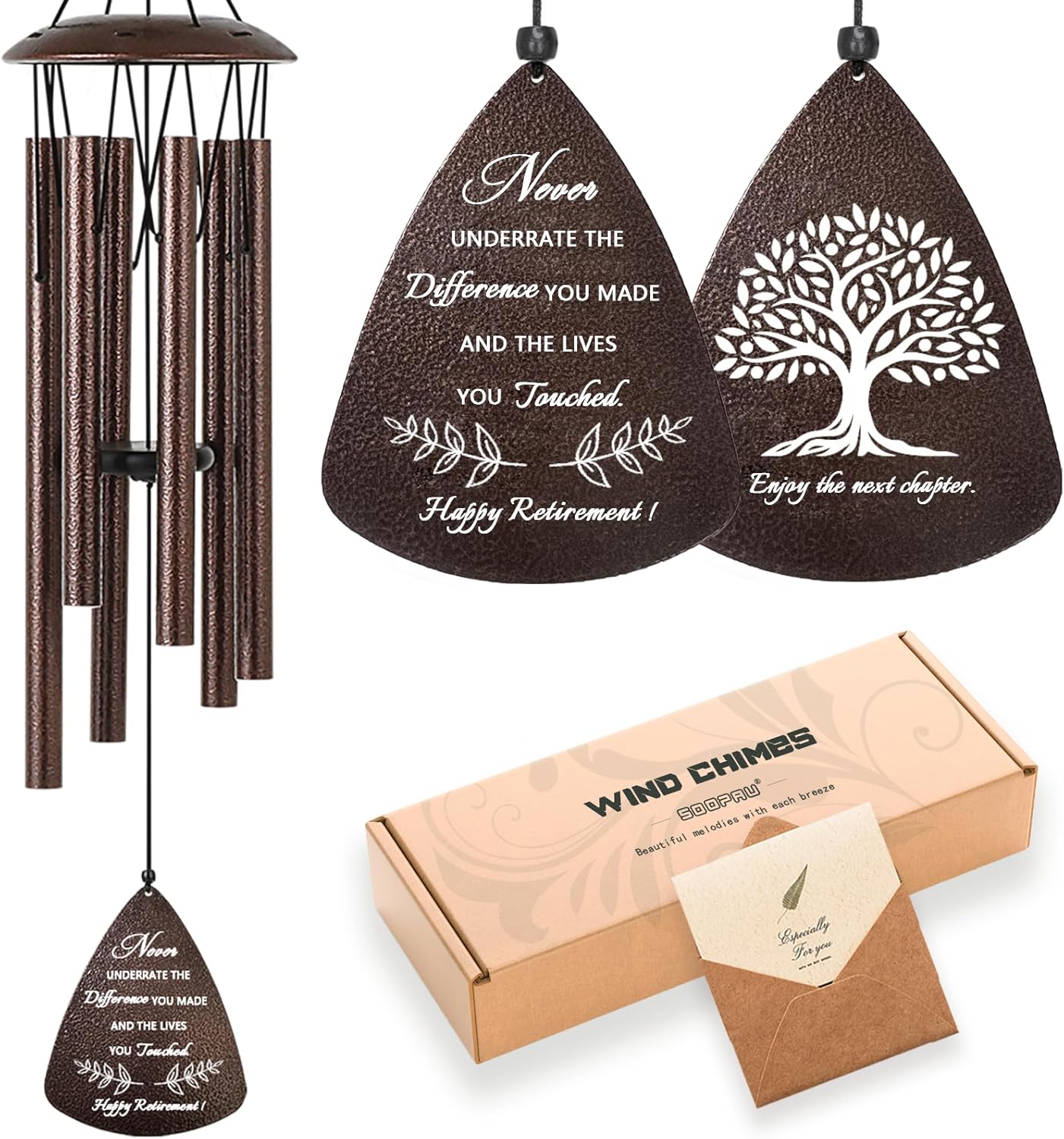Retirement Gift for Woman Men, 32" Wind Chimes Retirement Gifts, Happy Retirement Gifts for Coworker Colleague Boss Teachers Nurses Friends, Going Away Gifts Retirement Decorations