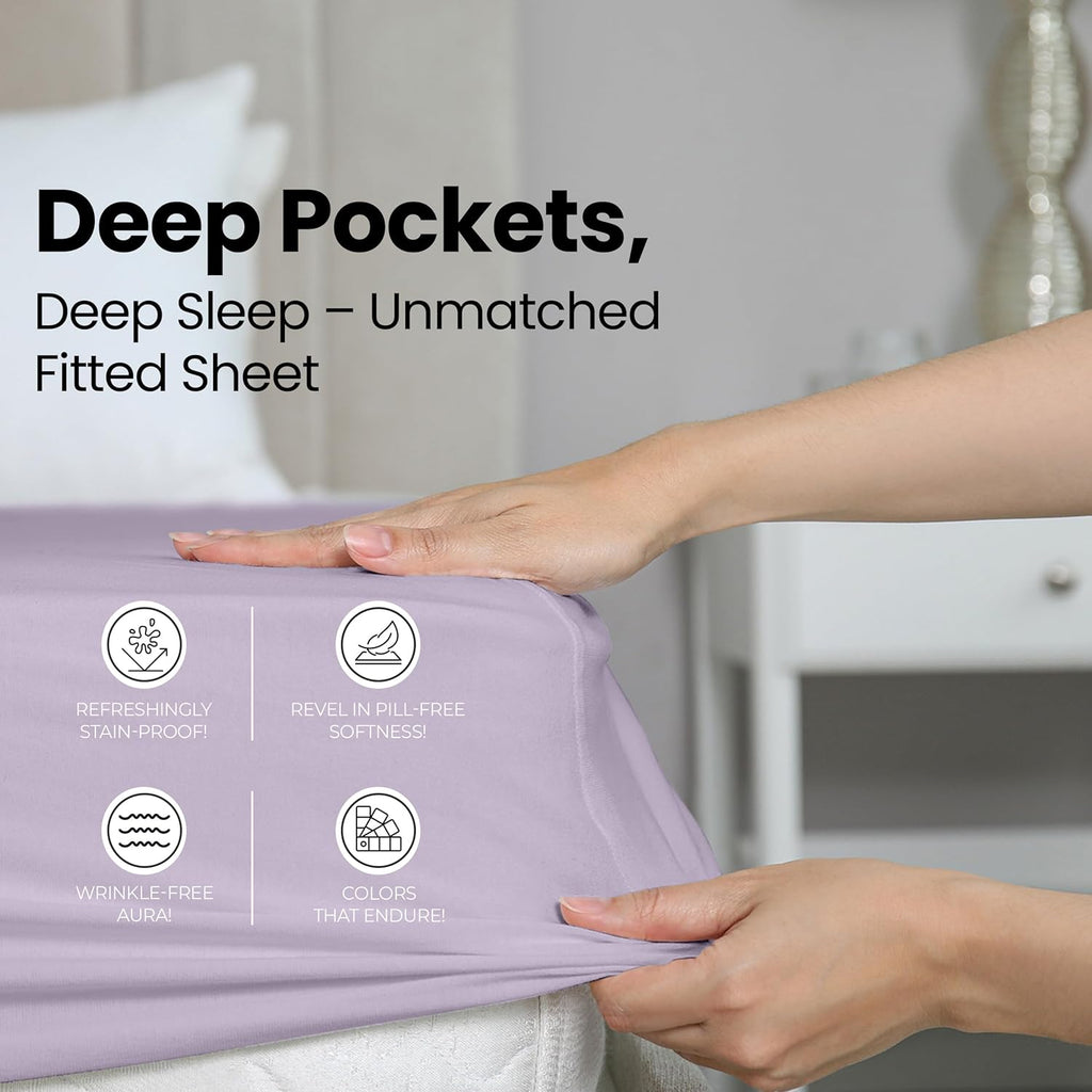 Utopia Bedding Twin Fitted Sheet - Soft Microfiber with Deep Pockets - Fade Resistant | Lavender
