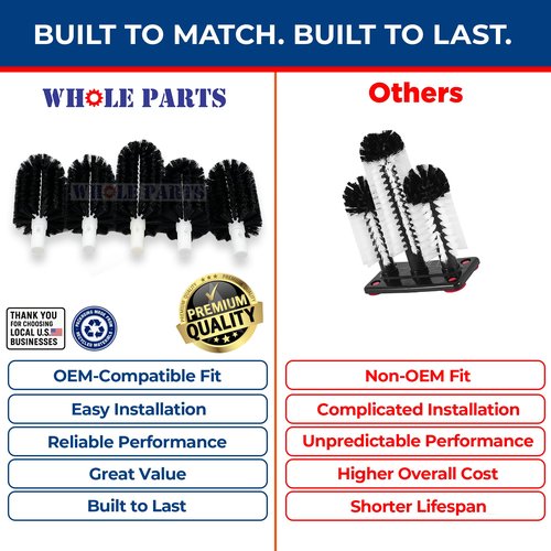 Upgraded Whole Parts Electric Glass Washer Replacement Brush Set Part# BRS-1722 - Replacement & Compatible with Some Bar Maid Glass Washers