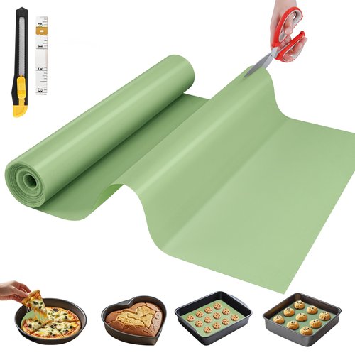 Silicone Baking Mat, 16 IN x 10 FT Free Cutting Baking Sheet,Non-Stick Reusable Dough & Pastry Mat,Non-Slip Silicone Mat Roll for Air Fryer Liner,Freeze Dryer,Oven Baking Pan,Kitchen Counter