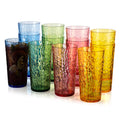 ZAINCA 24-ounce Plastic Tumblers, Acrylic Drinking Glasses High-Balls, Reusable Plastic Cups, set of 12 Multicolor Hammered Style Stackable, BPA-Free, Shatter-Proof, Dishwasher-Safe