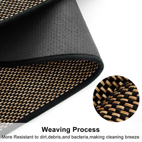 KIMODE 30"x70" Farmhouse Kitchen Mats for Floor, Long Kitchen Runner Rug Non Slip Washable,Absorbent Kitchen Floor Mats Runners for Hallways Front Sink Entryway Laundry Home,Black/Brown