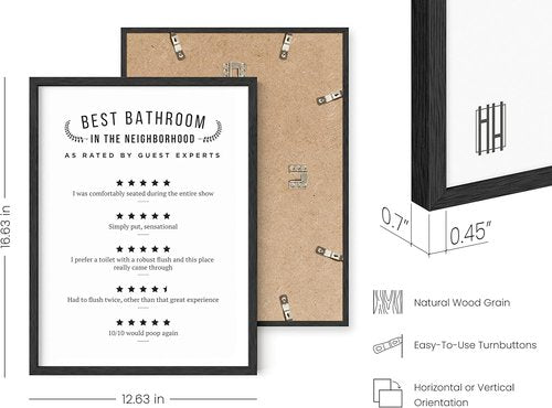 HAUS AND HUES Bathroom Signs - Funny Toilet Decor Wall Art with Black Frame (12x16)