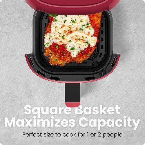 CHEFMAN 2 Qt Mini Air Fryer - Compact Digital Air Fryer with Nonstick Basket & Timer | Quick Meals in Red