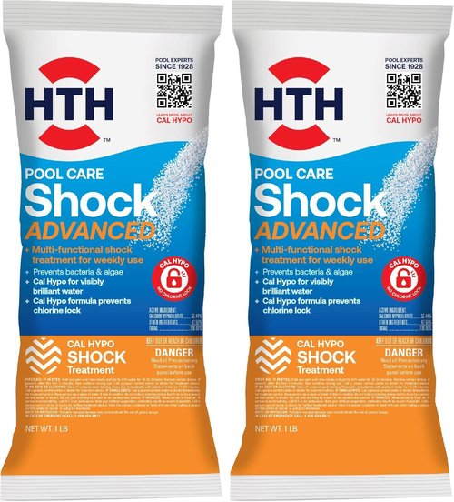 HTH Pool Shock - Cal Hypo Formula for Swimming Pool Care | 1lb | Pack of 2 | Advanced Formula