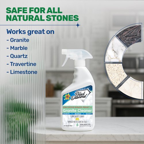 Black Diamond Stoneworks Granite Counter Cleaner: USDA Certified BIOBASED- Safe for Granite and other stone countertops. Safe for food contact formula to keep your countertops looking fresh and clean!