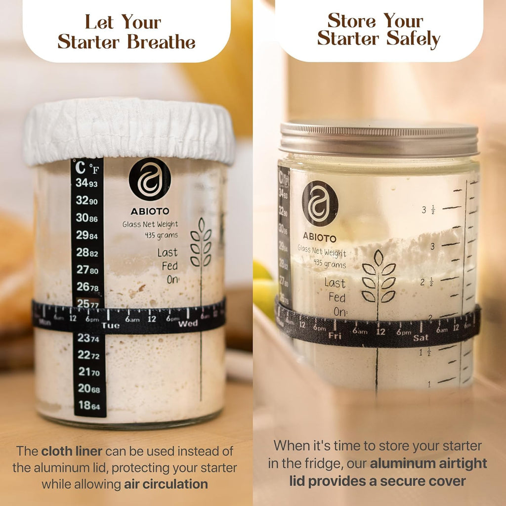Skiennix Sourdough Starter Kit - Beginner-Friendly Baking Supplies with 10” Round & 11” Oval Banneton Baskets