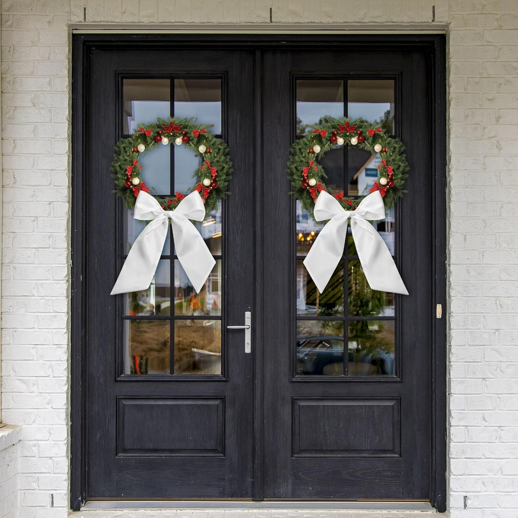 Regine Switzerland 8 Pcs White Wreath Sash - Blank Embroidery Accessories for Indoor/Outdoor Decor | 4.49'' x 56.3''