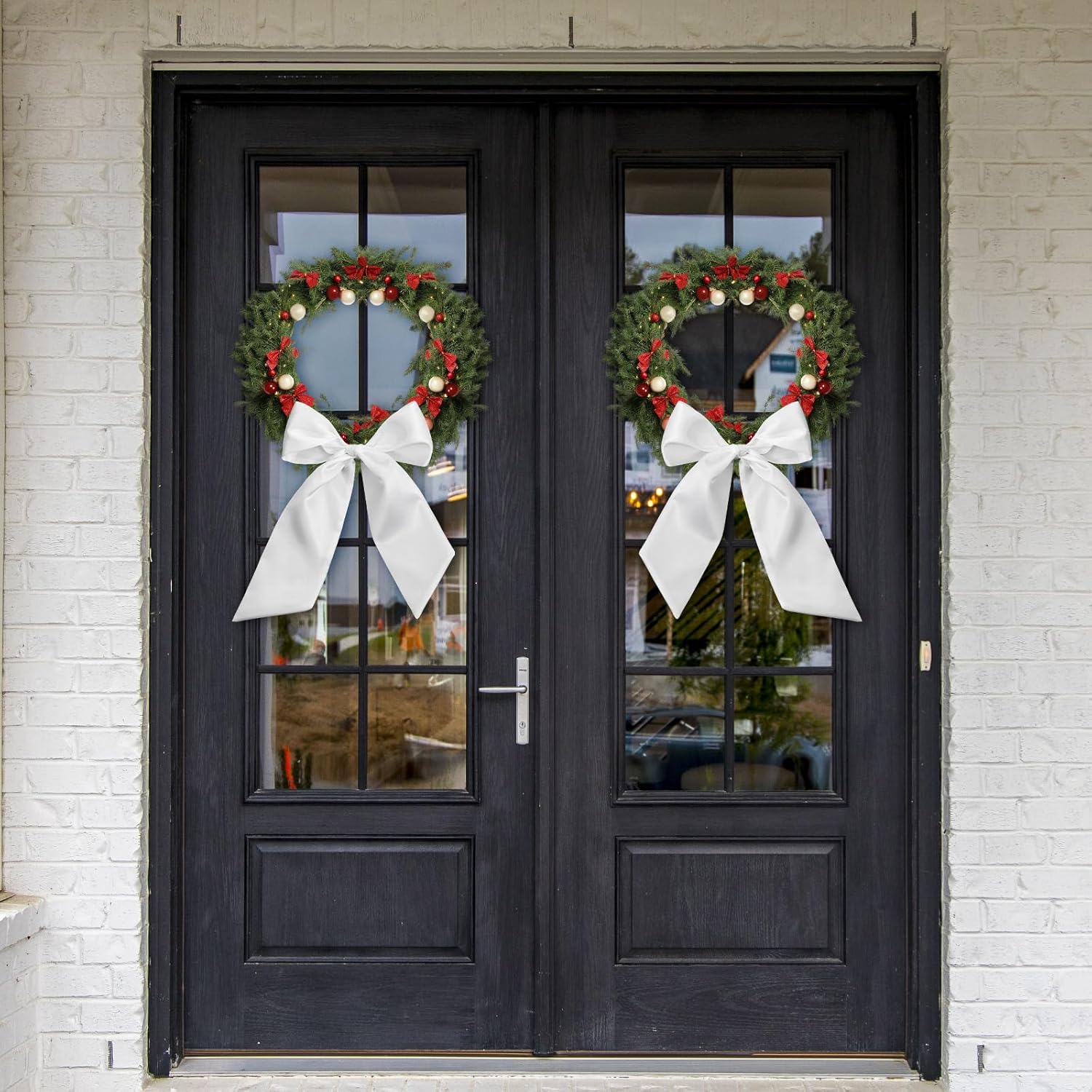 Regine Switzerland 8 Pcs White Wreath Sash - Blank Embroidery Accessories for Indoor/Outdoor Decor | 4.49'' x 56.3''