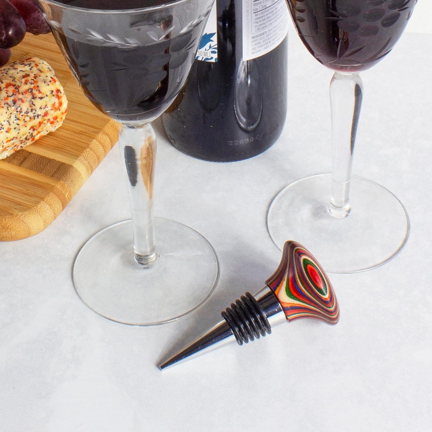 Totally Bamboo Baltique Marrakesh Collection Wine Bottle Stopper, Multicolor Leak-Proof and Reusable Wine Saver, Preserves Beverage Freshness