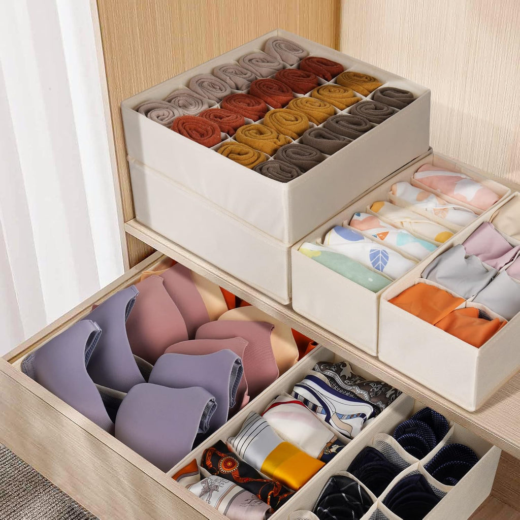 Skiennix 12-Pack Baby Clothes Organizer - Foldable Fabric Storage Bins for Nursery | 116 Cells for Clothing & Accessories