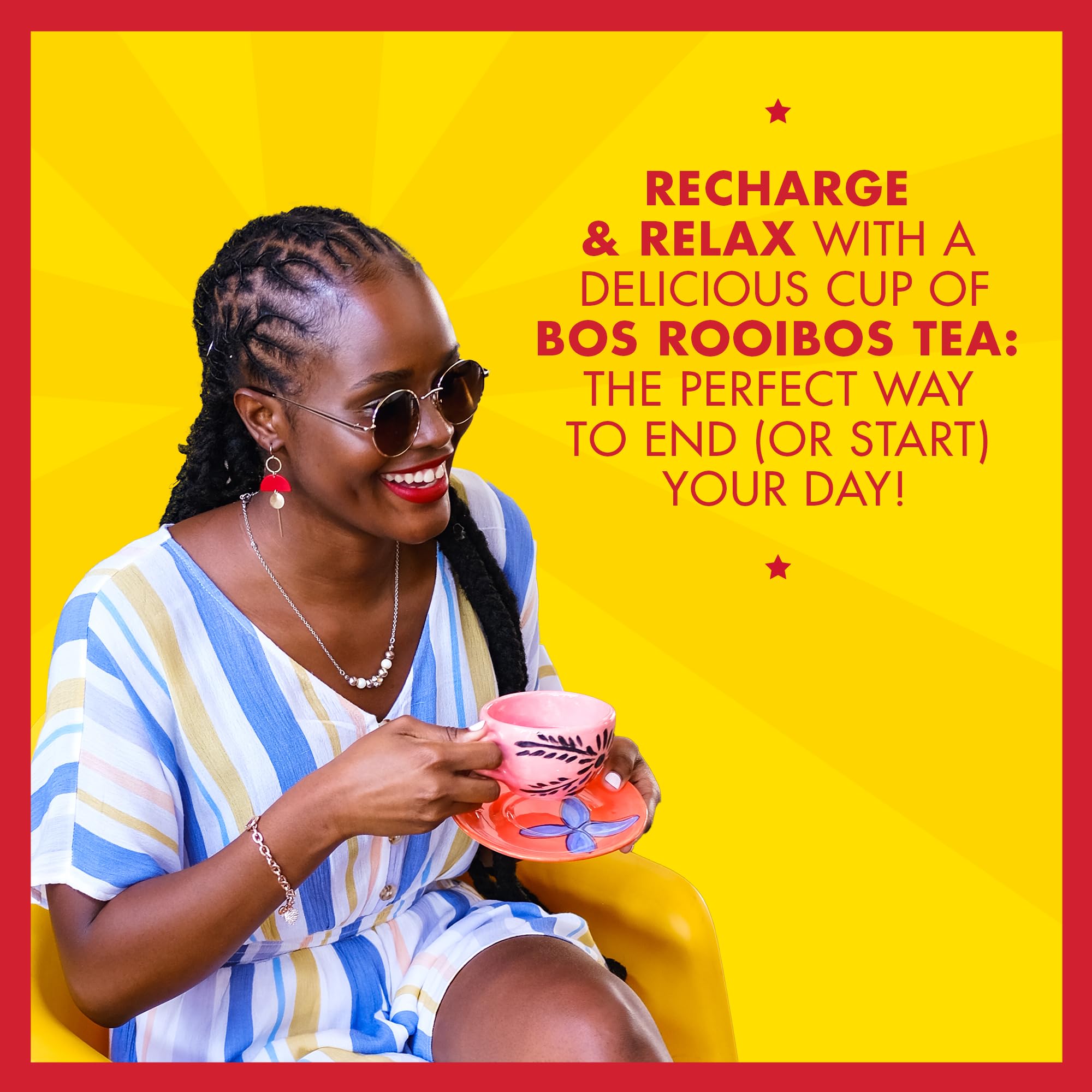 Organic Rooibos Tea Bags - 100 Count - Caffeine Free, Naturally Sweet, Antioxidant-Rich - Rooibos Tea Organic Made In South Africa - BOS