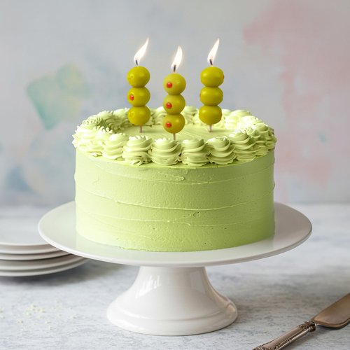 Genuine Fred Cocktail Party Olive Birthday Candles – Set of 6 Martini Olive Celebration Candles with Wooden Picks – Fun Decoration for Parties, Birthdays, and Happy Hour