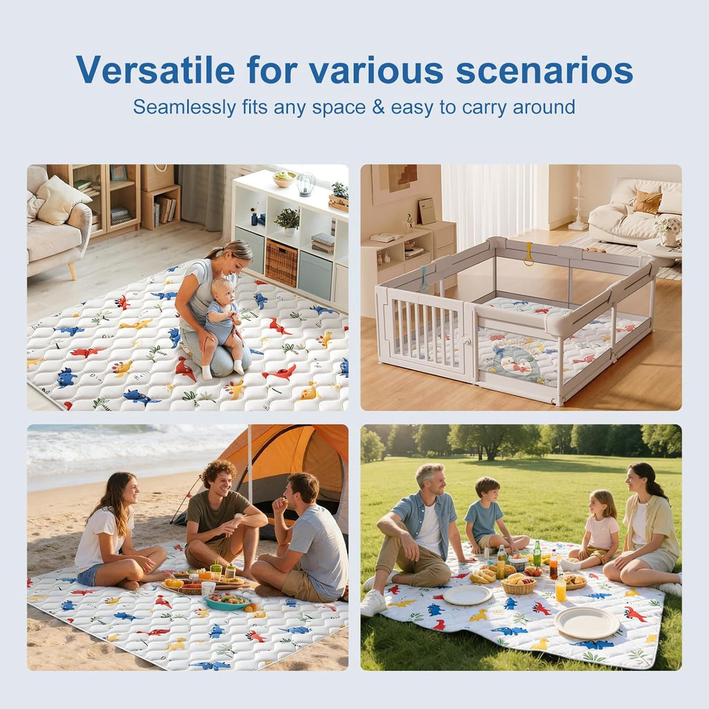 Odorless Premium Foam Baby Play Mat - Soft Hypoallergenic Crawling Mat | 50" x 50" Non-Slip Cushioning