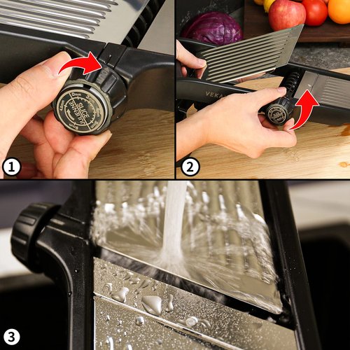 VEKAYA Mandoline Slicer for Kicthen,Adjustable Vegetable Slicer,Food Chopper,Potato Slicer,Mandolin,Tomato Slicer,Veggie Cutter,Stainless Steel Professional with Safety Gloves