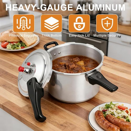 DOITOOL Aluminum Pressure Cooker - 2 Liters | Fast Cooking with Safety Valves & Even Heat Distribution