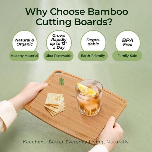 Keechee Bamboo Cutting Board - Dishwasher Safe, Juice Groove, Lightweight & Durable | Ideal for Charcuterie, Fruits & Veggies