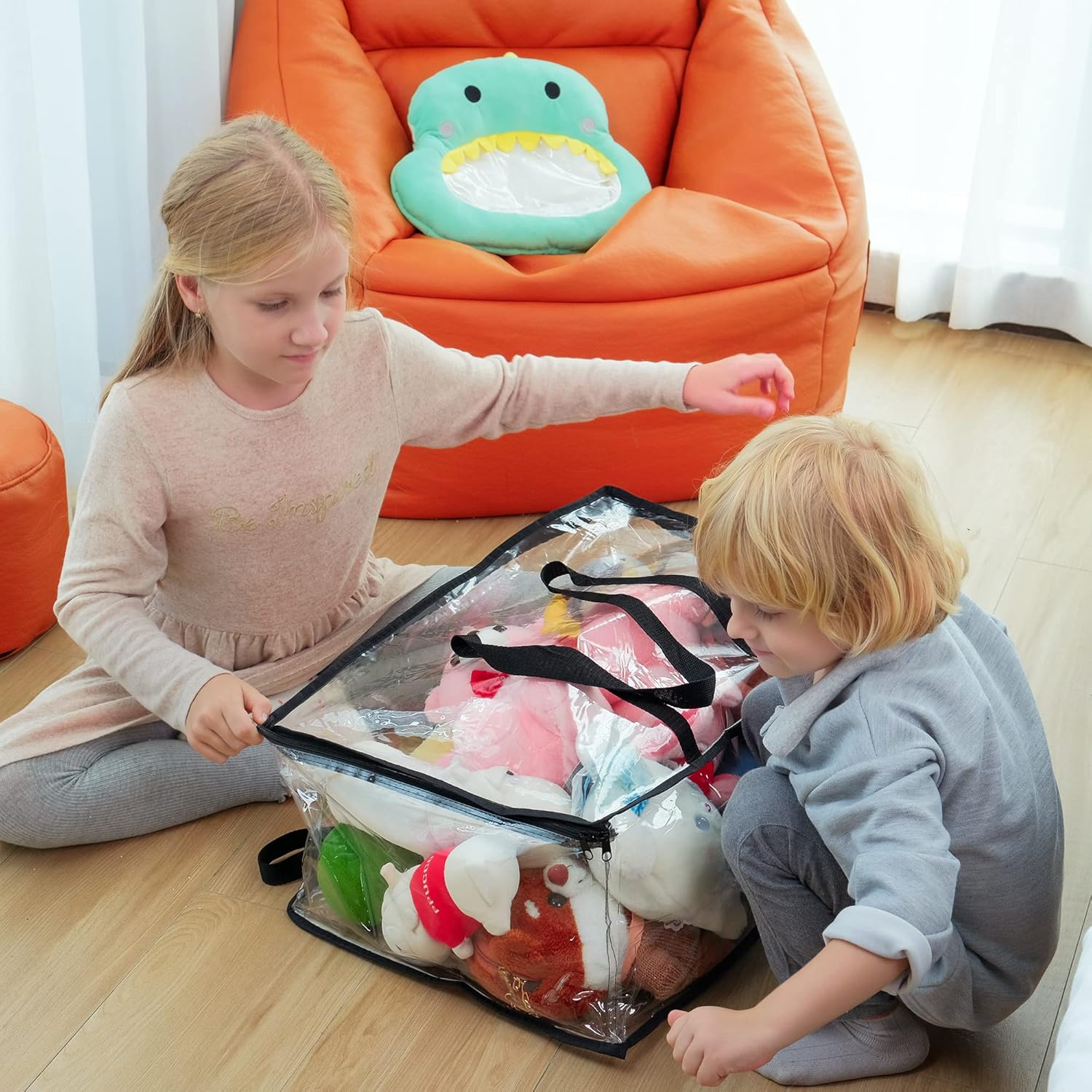 Vieshful Clear Clothes Storage Bags - 40L Zippered Blanket Organizer | Foldable for Bedding & Toys