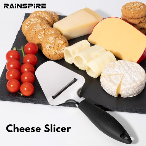 Rainspire Upgraded Non-Stick Cheese Slicers for Block Cheese Multi-Functional Cheese Cutter for Mozzarella, Cheddar, Gruyere Charcuterie Accessories Dishwasher Safe Kitchen Tools, Black