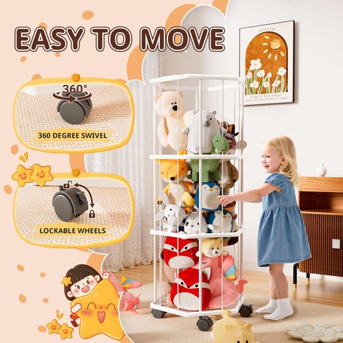 ksdenuov Extra Large Metal Stuffed Animal Storage, Organizer & Holder | Teddy Bear & Toy Storage for Playroom, Bedroom, Toddler Room | Space-Saving Plush Gift