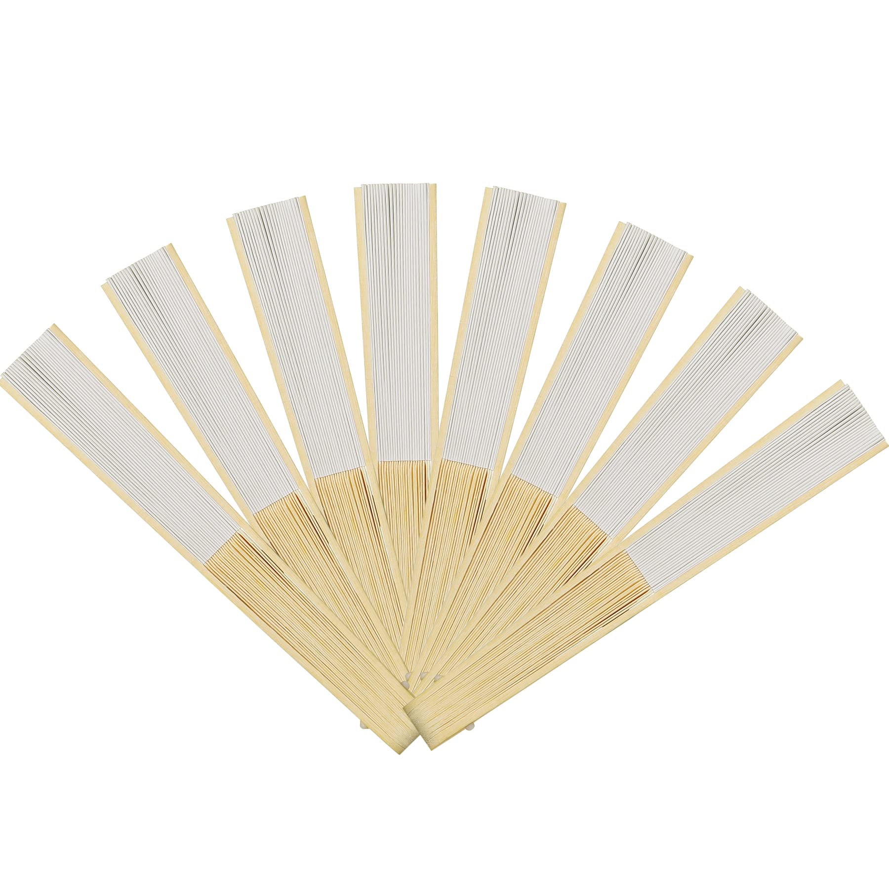 Coucoland 100 Pcs White Bamboo Folding Handheld Fan Hand Fan for Wedding Home Decoration Party Favors Bridal Dancing Party