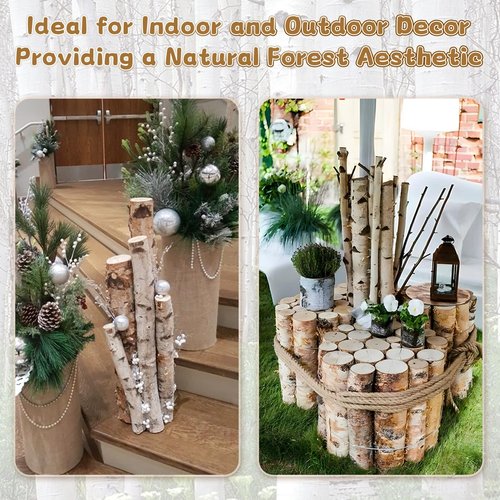 8 Pack Birch Logs (2.3"-3.2" Dia) Birch Wood for Halloween Fireplace Decor Christmas Fireplace Logs Birch Wood Branches for Crafts,Home Décor