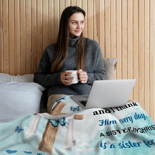 Nahjiiem Sisters in Christ Gifts for Women, Christian Gifts for Sisters, Secret Sister Gift for Women, Faith Based Blankets, Christian Sister Friends Throw Blanket 50"x60"