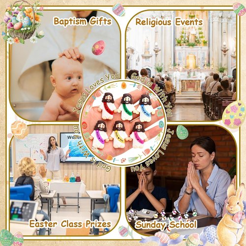 Mini Jesus Figurines by [Brand Name] - 40 Pcs Rubber Christ Toys for Easter Egg Fillers & Party Favors