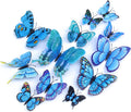 OPSEAM 3D Butterfly Wall Decor - 72 PCS Magnetic Stickers for Party Decorations | Blue