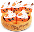 Relatable Emotional Support Lattes - Soft Fall Plushies for All Ages | Perfect Back-to-School Gift Set with 5 Plushies and Basket