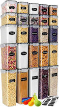 MCIRCO Airtight Food Storage Containers - 25-Piece Set for Kitchen Organization | Includes Lids, Labels & Measuring Cups