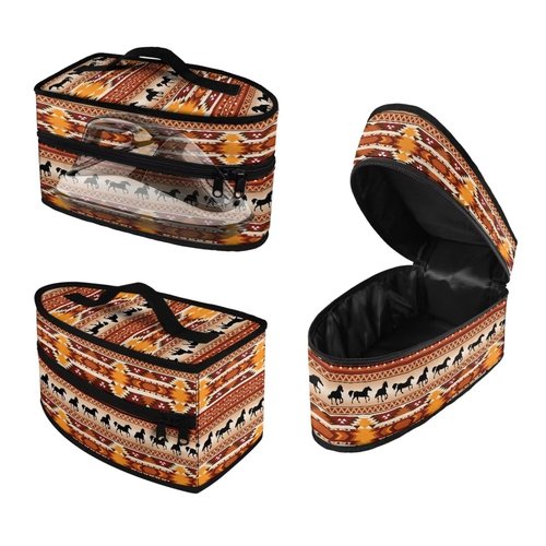 Rchsmod Aztec Tribal Print Steam Iron Case Horse Geometric Design Handheld Garment Steamer Case Portable Iron Storage Holder Lightweight Travel Bag Iron Accessories, Case Only