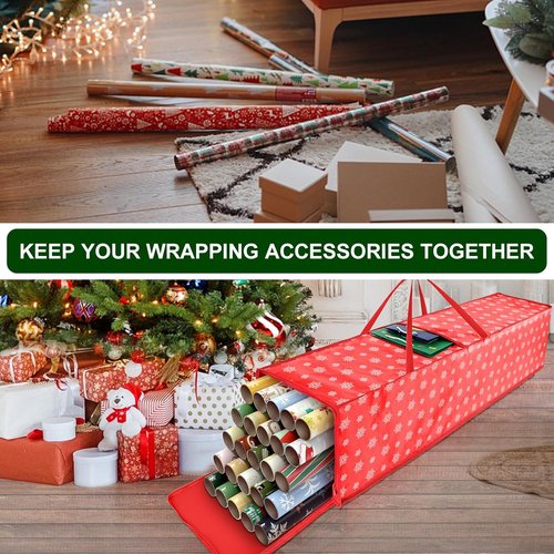 Christmas Wrapping Paper Storage - 40 Inch Organizer for 20 Rolls | Breathable Fabric, Square Design