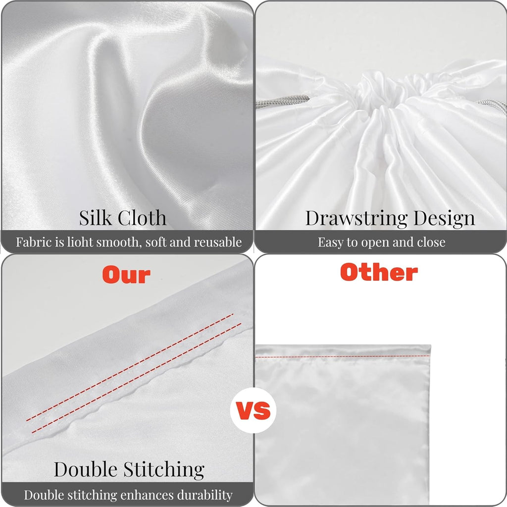 Skiennix 12-Pack Dust Bags - Silk Cloth Drawstring Storage Pouches for Handbags, Shoes & Boots