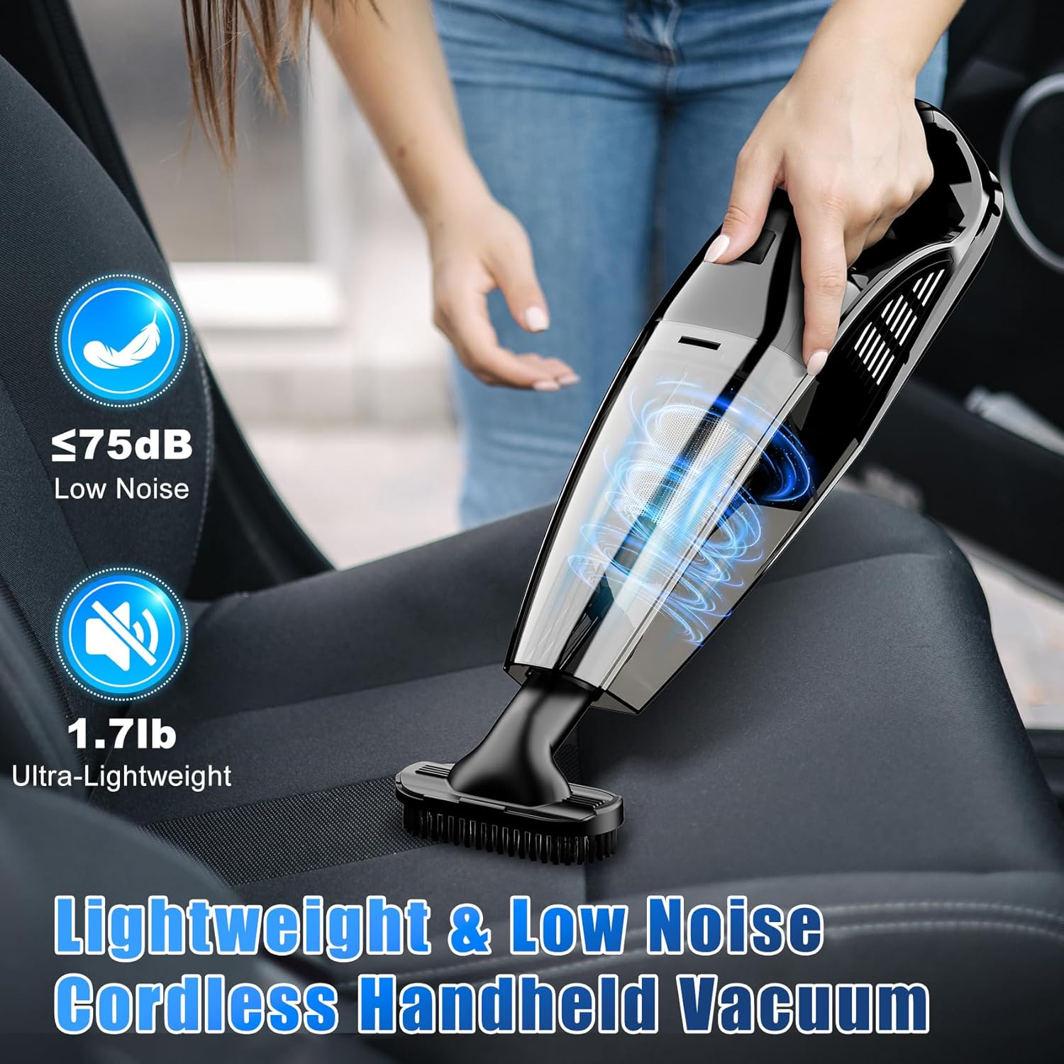 Upbooz Handheld Vacuum - Cordless Portable Mini Vacuum with 7500Pa Suction | 670ML Capacity for Car, Office, Home & Pet Hair