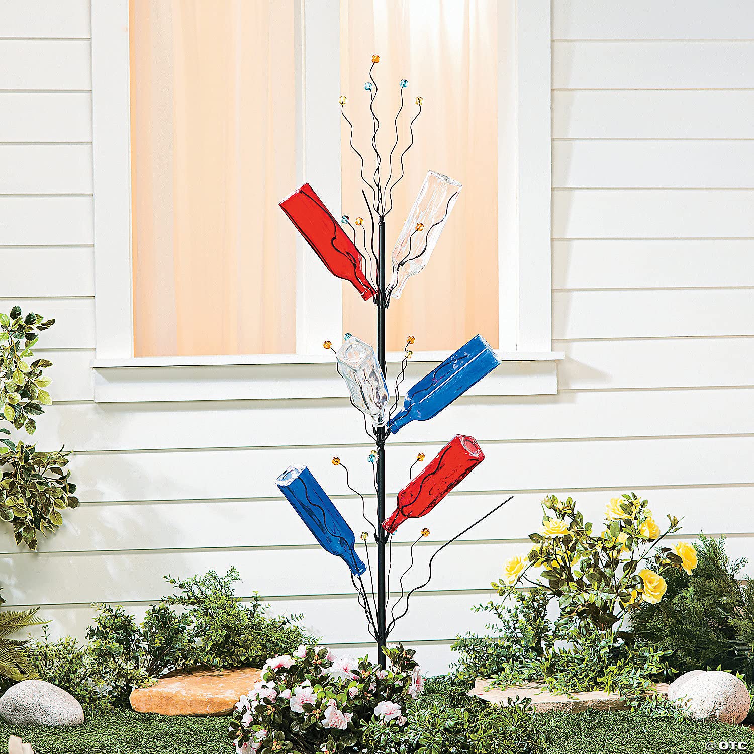 Fun Express Metal Bottle Tree Garden Sculpture, 45 Inch Tall