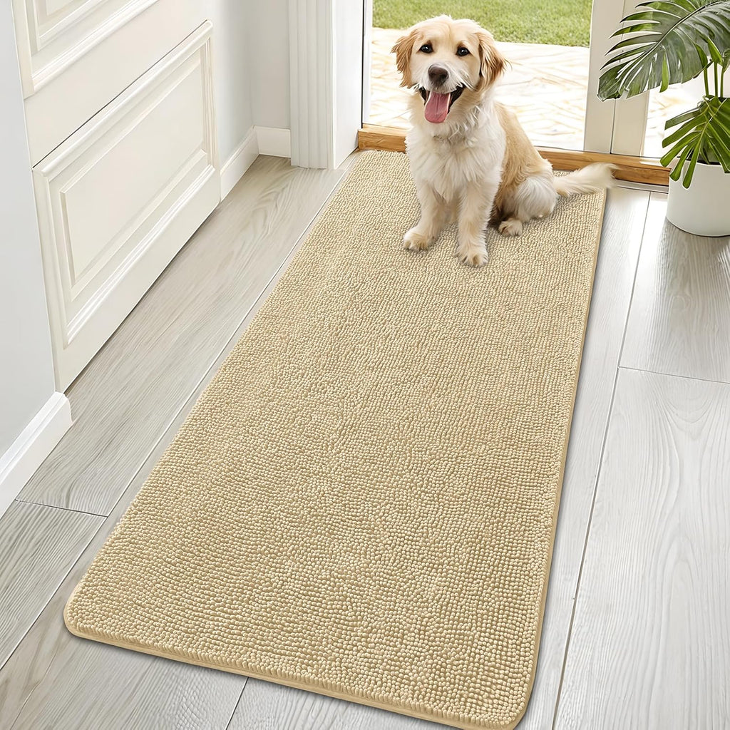 OLANLY Dog Door Mat - Absorbent Non-Slip Chenille Mat for Muddy Paws | 70x35 Inches, Quick Dry, Washable