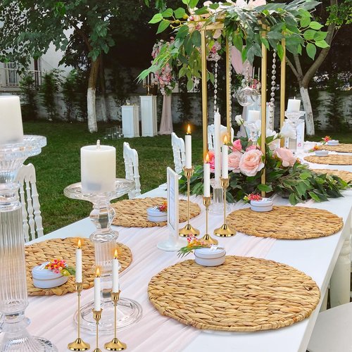 6pcs Gold Candle Holders, Candlestick Holders Taper Candle Holders for Pillar Candles Sticks Holder Decor Halloween Christmas Decorations Candle Candelabros para Centros de Mesa (Gold)