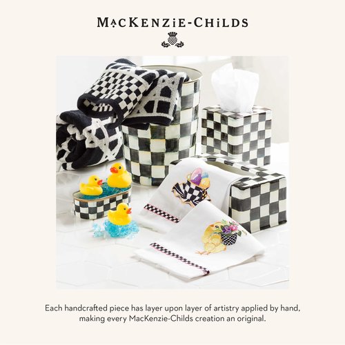 MACKENZIE-CHILDS Enamel Soap Dish, Decorative Soap Holder for Bathroom or Kitchen, Black-and-White Courtly Check