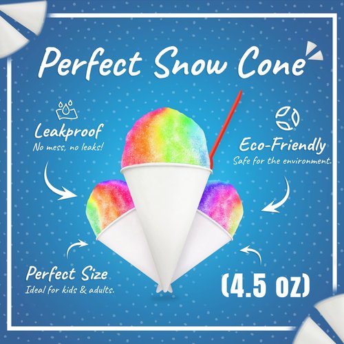 EXITOGLOBAL Paper Snow Cone Cups Bulk (Pack of 800-4.5 Oz) Paper Cone Cups for Water Cooler Dispenser, Leak-Proof, Snowcone 4.5 oz, Snow Ideal for Events, Quick Hydration & Efficient Cleanup