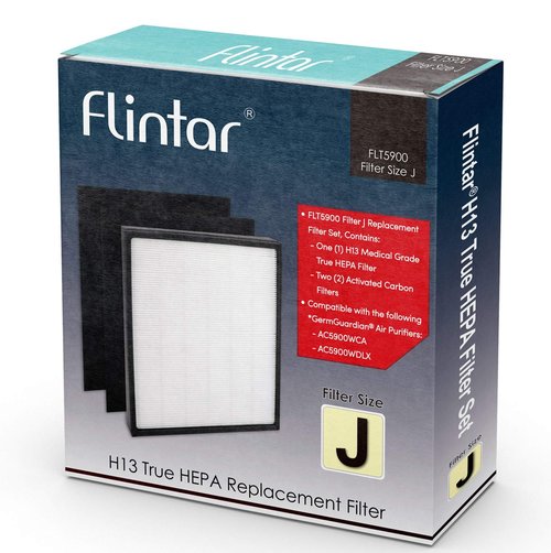Flintar FLT5900 Replacement Filter J, Compatible with Germ Guardian GermGuardian Air Purifier AC5900WCA and AC5900WDLX, 1-Pack
