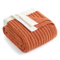 Snuggle Sac Ribbed Burnt Orange Fall Throw Blanket for Couch, Fuzzy Microfiber Knit Blankets for Couch, Sofa, Travel, Burnt Orange, 50x60 inches