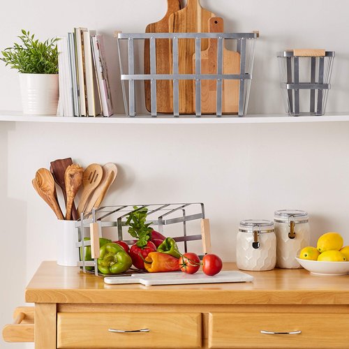 DII Urban Metal Basket Contemporary Storage Container, Galvanized, Basket Set, 3 Piece