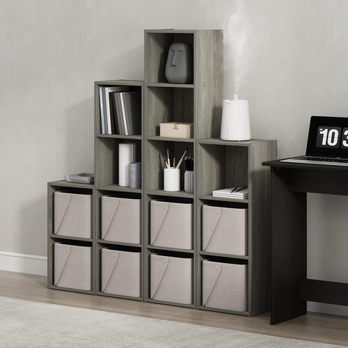 Furinno PASIR 4-Tier Modern Bookshelf - Open Shelves Bookcase in French Oak | Easy Assembly for Living Room & Home Office