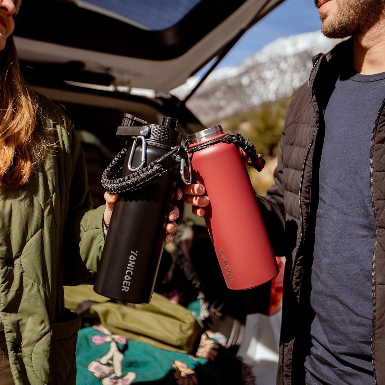 Skiennix Insulated Water Bottle - 40oz Triple Wall Vacuum Stainless Steel | Leak Proof, Non-BPA, Black