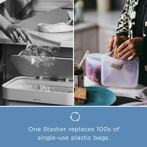 Stasher Silicone Reusable Storage Bag, Stand-Up Mega Bag, Reusable Freezer Bag, Microwave, Dishwasher, Oven Safe, Sous Vide, Premium Lunch Container, Eco Friendly, Food Storage Bag, 104 oz, Sea Urchin