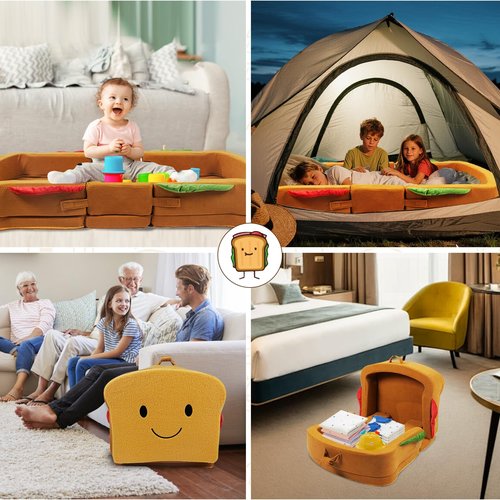 liftoza Toddler Travel Bed Sandwich Style - Portable Toddlers Floor Beds, Foldable Soft Foam Travel Crib for Baby and Kid, Washable Cover Toddler Cot with Safety Rail for Travel, Home/Travel Sleep