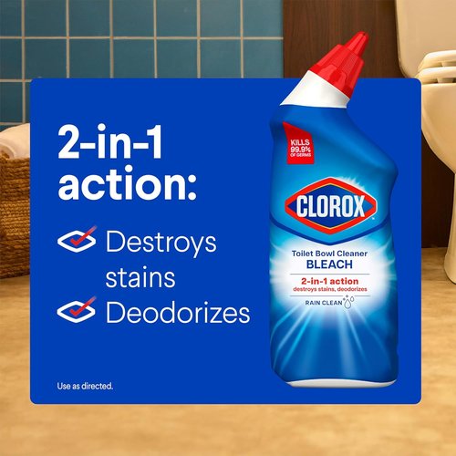 Clorox Toilet Bowl Cleaner - Rain Clean Formula for Powerful Stain Removal | 24 Fl Oz