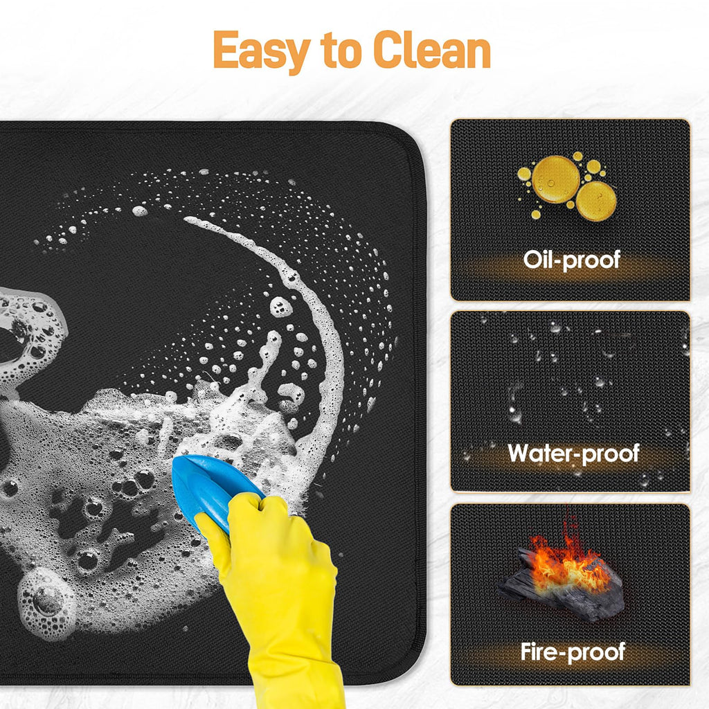 Heat Resistant Mat for Air Fryer, 15 x 18in Heat Resistant Mat for Countertop, Fireproof Silicone Countertop Protector Appliance Slider Hot pod for Air Fryer, Coffee Maker, Toaster, Oven (Black)