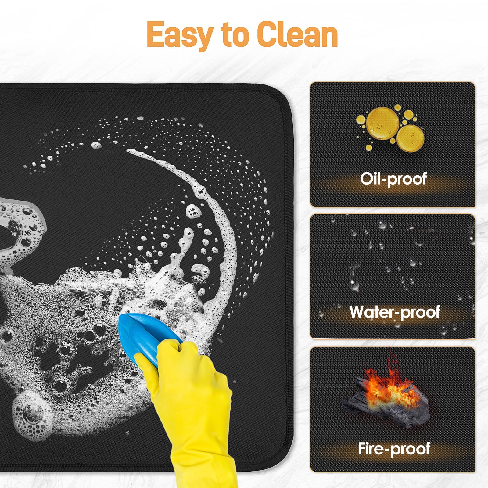 Heat Resistant Mat for Air Fryer, 15 x 18in Heat Resistant Mat for Countertop, Fireproof Silicone Countertop Protector Appliance Slider Hot pod for Air Fryer, Coffee Maker, Toaster, Oven (Black)